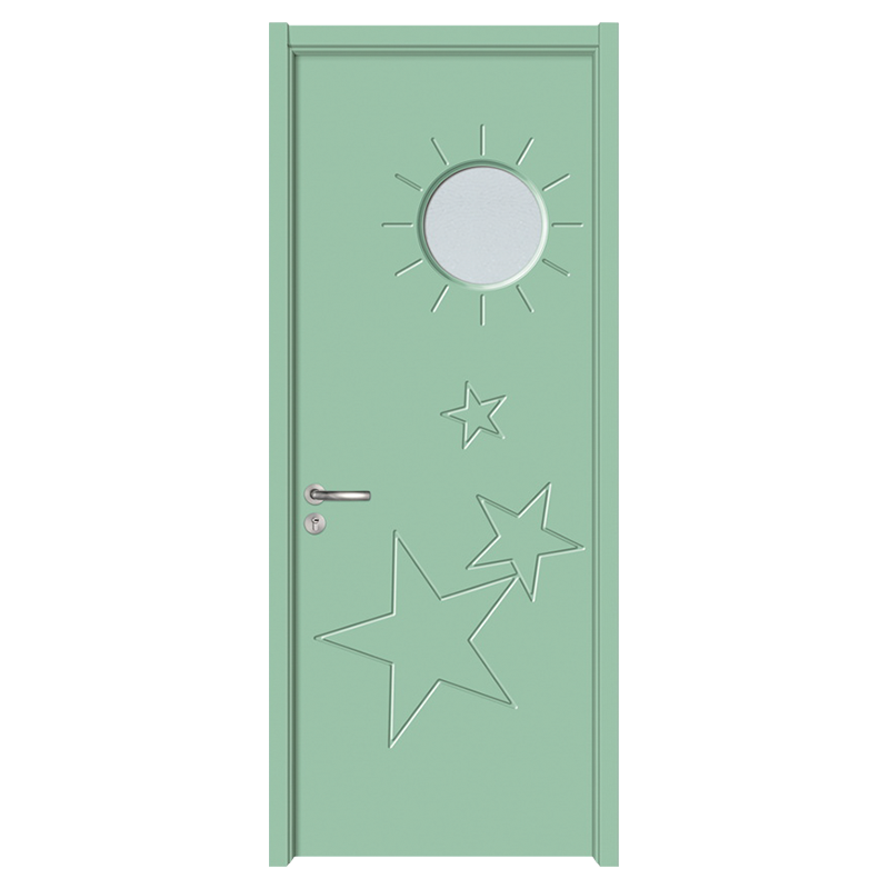 GA20-113B Puerta de madera de vidrio tallada de PVC de dibujos animados verde