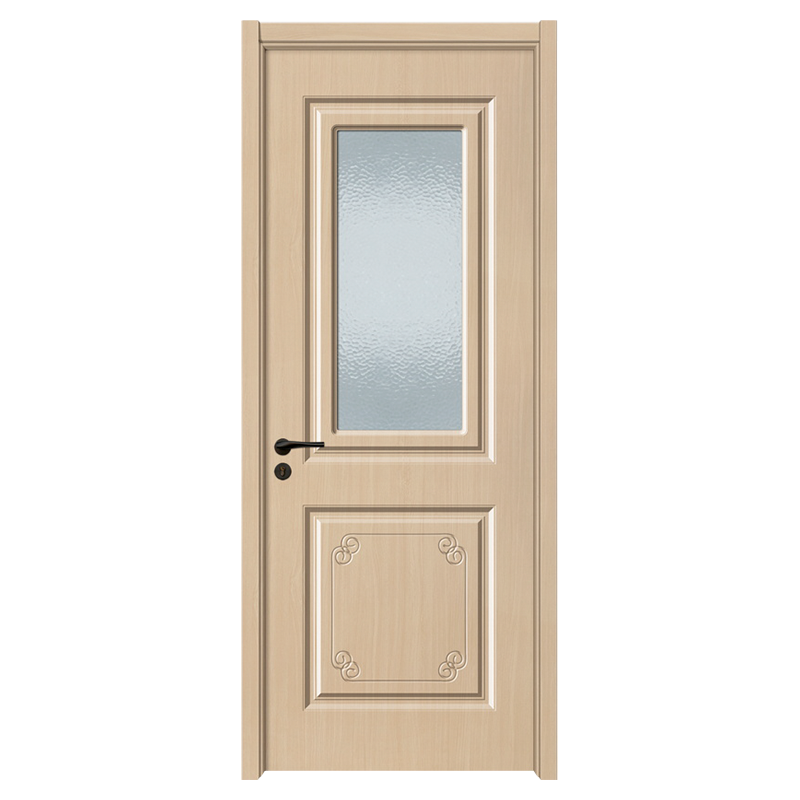 GA20-60B Puerta de madera de PVC de vidrio esmerilado simple tallado marrón claro