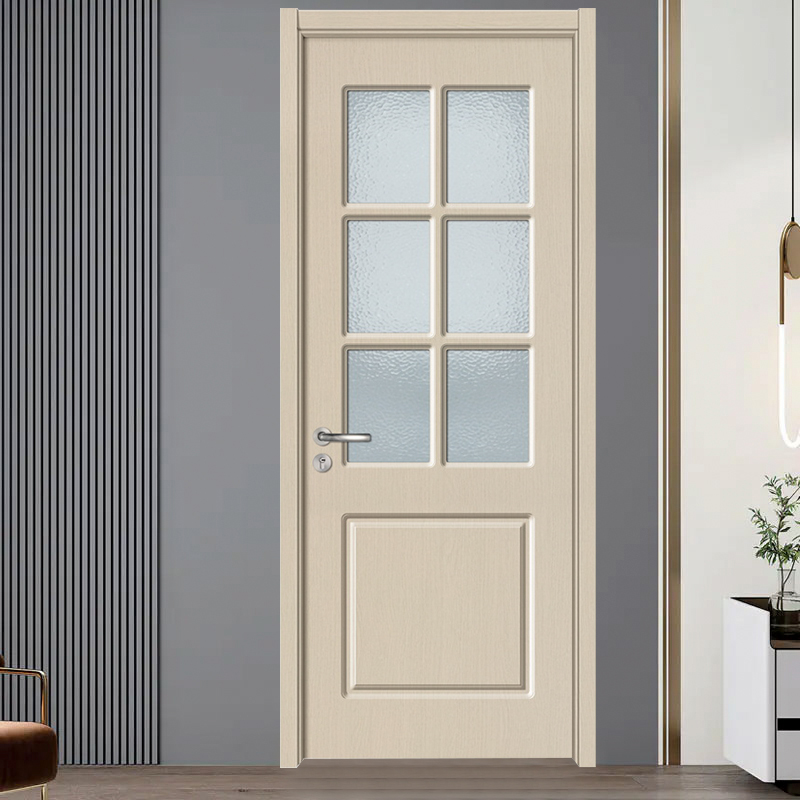 GA20-71 Puerta interior de madera con panel de vidrio esmerilado de PVC