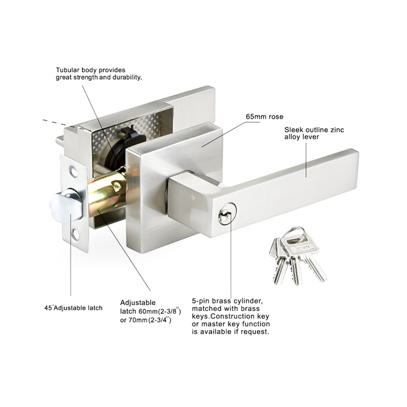 Cerradura de palanca australiana de placa cromada brillante y manija de puerta de madera